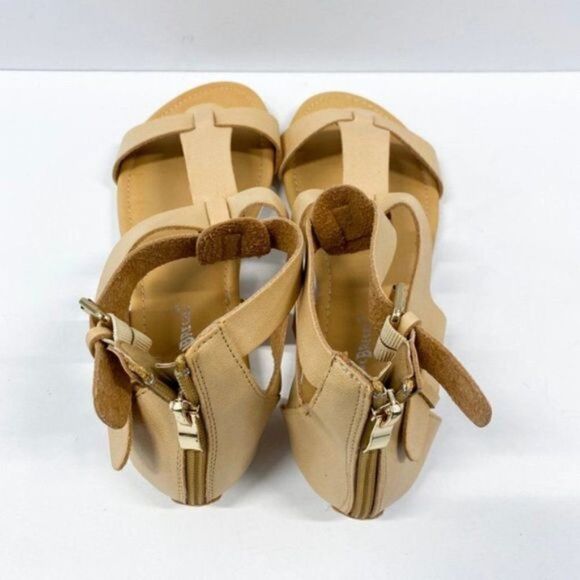 Nature Breeze Women Comfy Light Weight Roman Sandals Tan Open Toe Multiple Strap - Picture 4 of 6